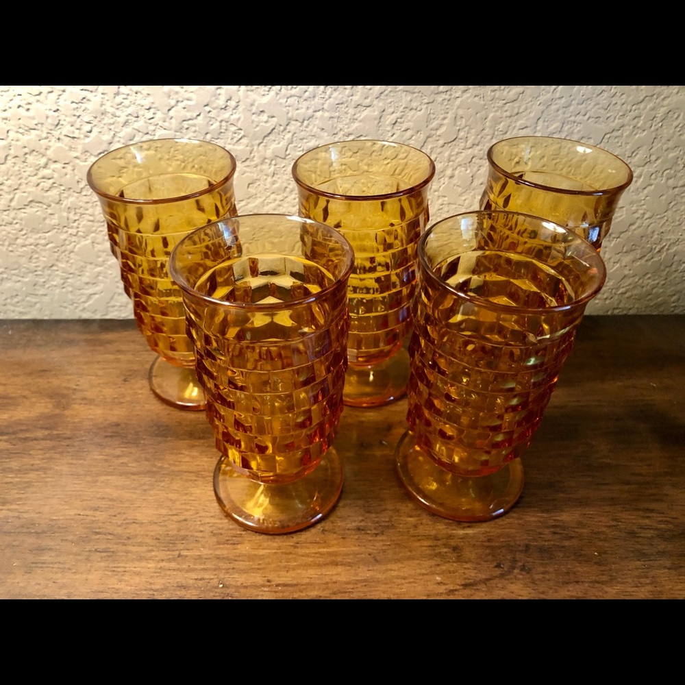 Set of 4 Vintage Amber Whitehall Drinking Glasses